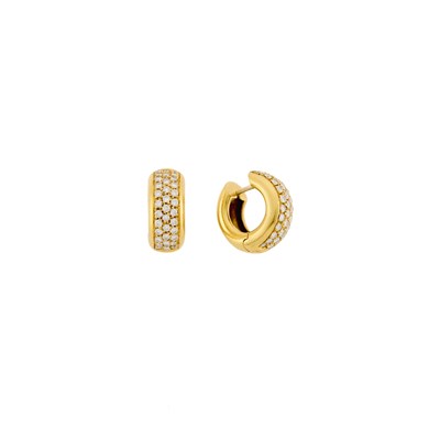 Lot 1070 - Pair of Gold and Diamond Huggie Hoop Earrings