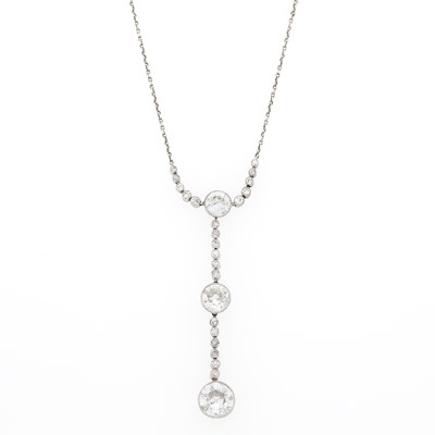 Lot 1127 - White Gold and Diamond Pendant-Necklace