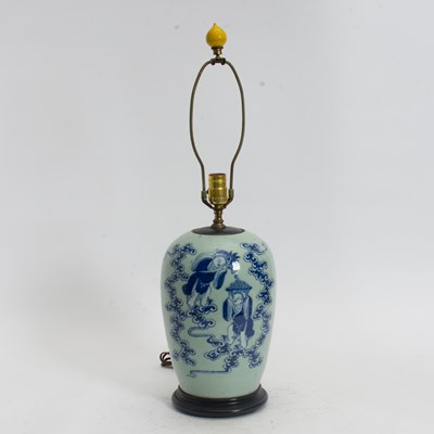 Lot 303 - Chinese Blue and White Porcelain Lamp