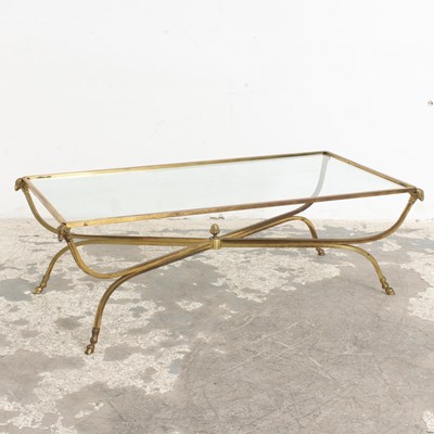 Lot 124 - Brass Glass Top Coffee Table