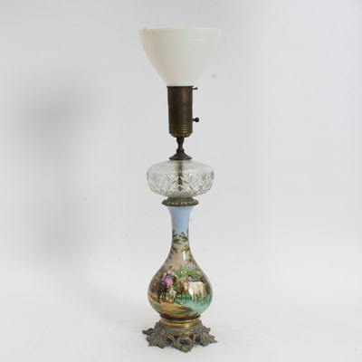 Lot 305 - Hand Painted Porcelain Oil Lamp