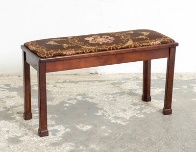Lot 394 - Needlepoint Upholstered Mahogany Piano Bench