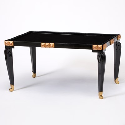 Lot 304 - French Modernist Parcel Gilt and Black Lacquer Coffee Table