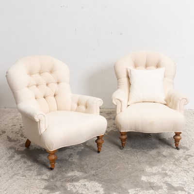 Lot 269 - Pair of Cream Upholstered Armchairs