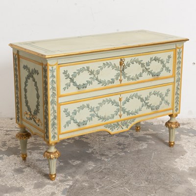 Lot 339 - Italian Painted Carved Two-Drawer Chest