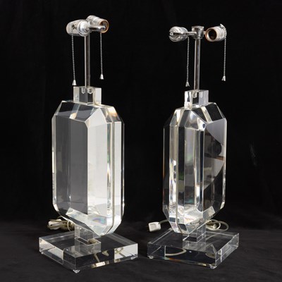 Lot 336 - Pair of Acrylic Rectangular Lamps