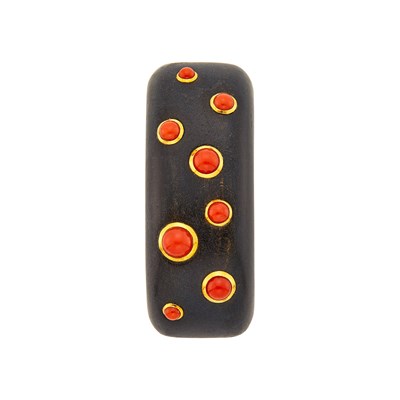 Lot 1220 - Seaman Schepps Gold, Wood and Coral Barrette