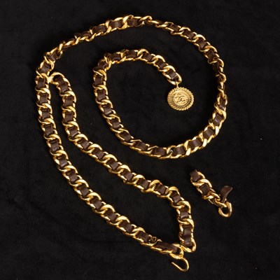 Lot 308 - Chanel Brown Leather and Gilt Metal Chain Belt