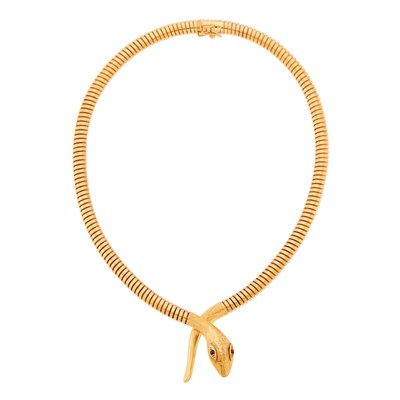Lot 1184 - Low Karat Gold Snake Tubogas Necklace