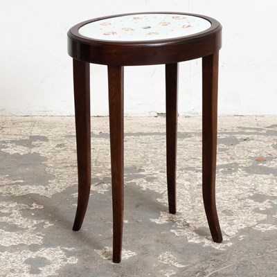 Lot 345 - Porcelain and Mahogany Kettle Stand