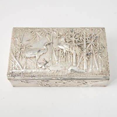 Lot 117 - A Chinese Silvered Metal Cigarette Box
