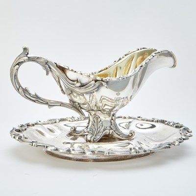 Lot 269 - Russian Silver Sauceboat on Stand from the Grand Duchess Olga Nikolaevna Dowry Service