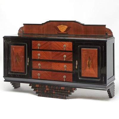 Lot 781 - Art Deco Ebonized, Mahogany and Rosewood Sideboard