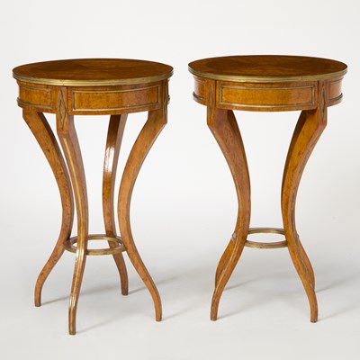 Lot 506 - Pair of Russian Brass Mounted Karelian Birch Gueridons