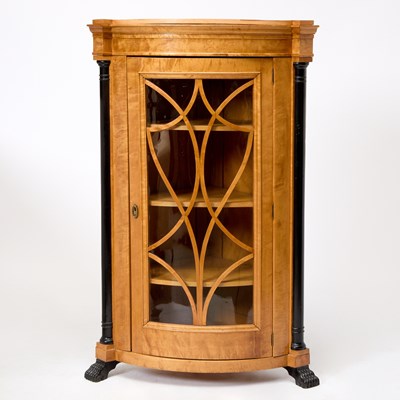 Lot 674 - Biedermeier Birch and Part Ebonized Corner Cabinet