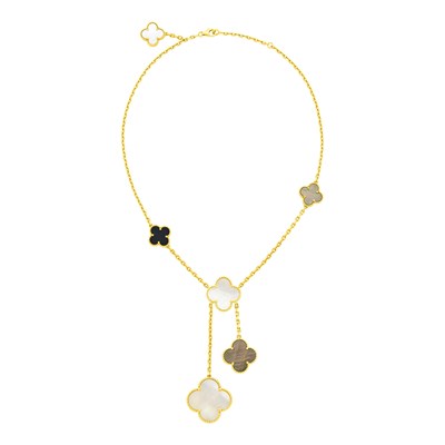 Lot 2 - Van Cleef & Arpels Gold, Mother-of-Pearl and Black Onyx 'Magic Alhambra' Necklace, France