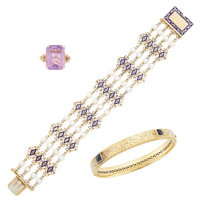 Lot 1254 - Group of Gold, Cultured Pearl and Gem-Set Jewelry