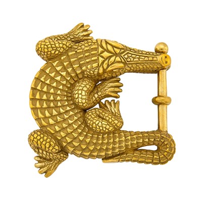 Lot 1130 - Barry Kieselstein-Cord Gold Alligator Belt Buckle