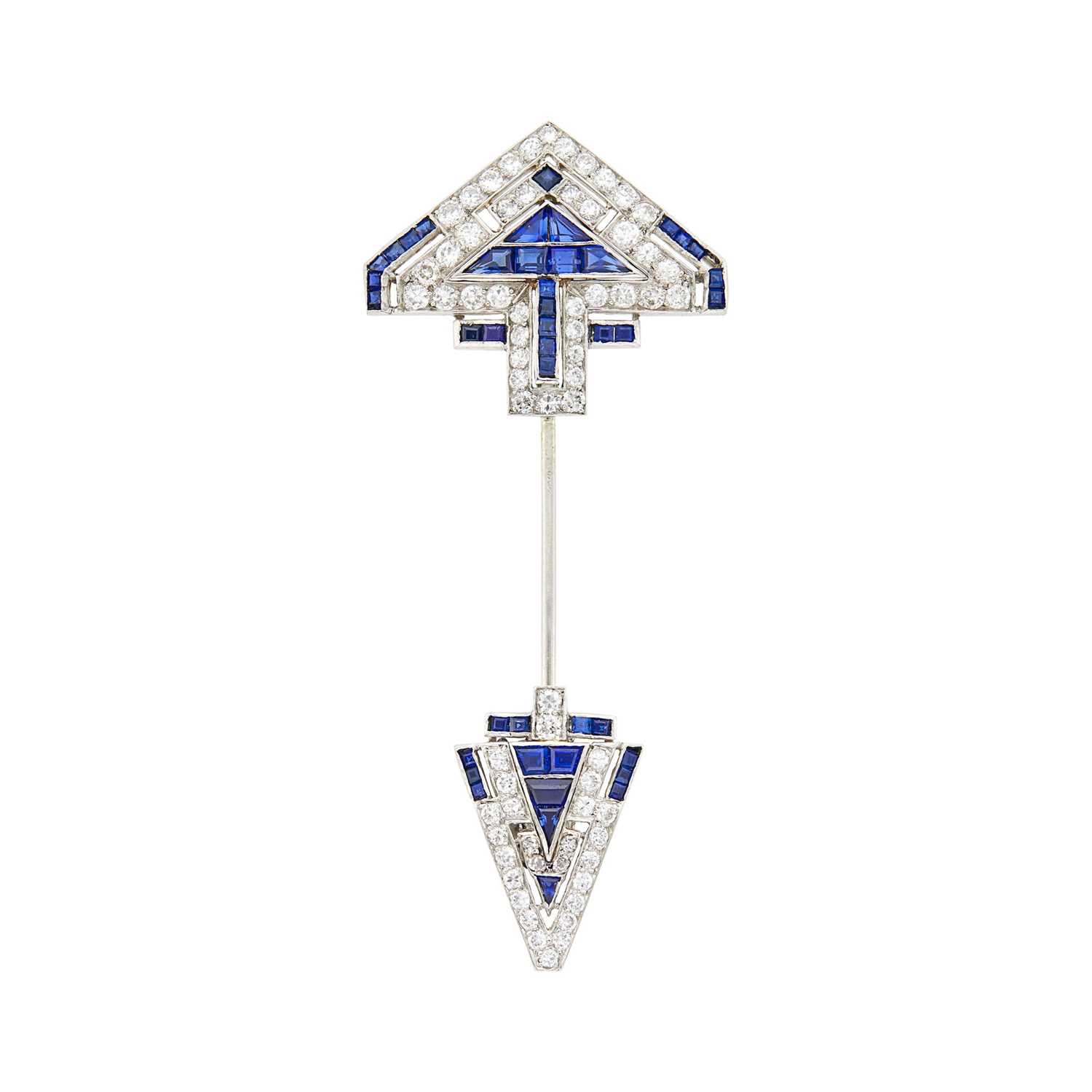 Lot 218 - Platinum, Sapphire and Diamond Jabot