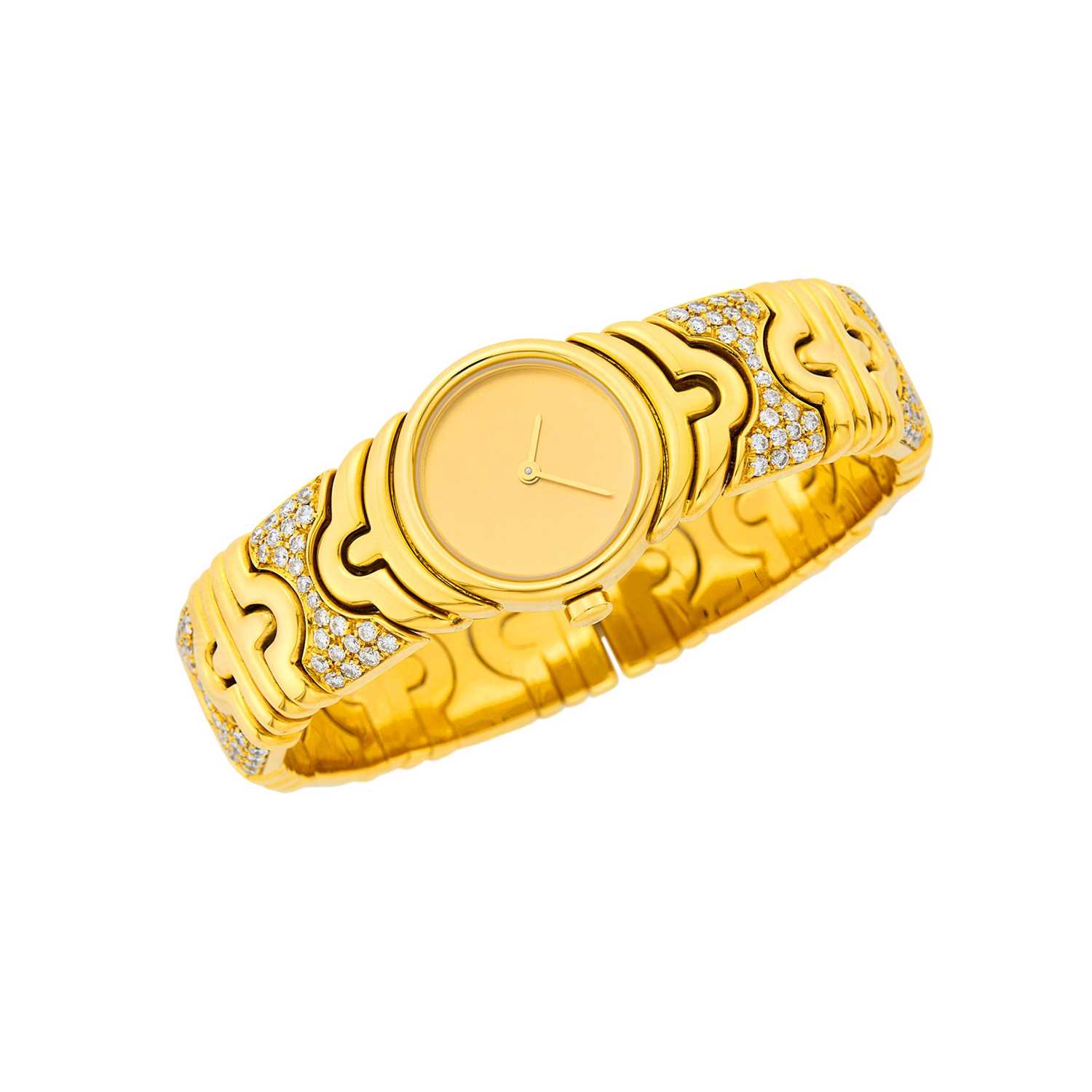Lot 71 - Bulgari Gold and Diamond 'Parentesi' Bracelet-Watch