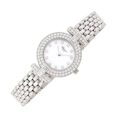 Lot 131 - Chopard White Gold, Mother-of-Pearl and Diamond Wristwatch