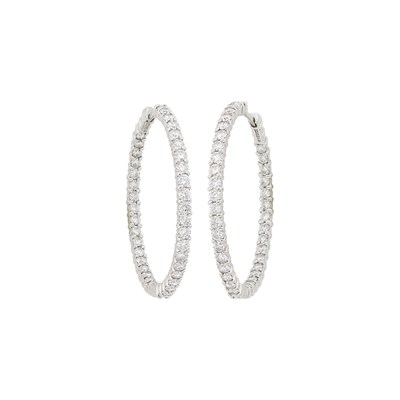 Lot 34 - Attributed to Roberto Coin Pair of White Gold and Diamond Hoop Earrings