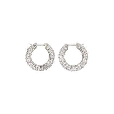 Lot 132 - Pair of Platinum and Diamond Hoop Earrings