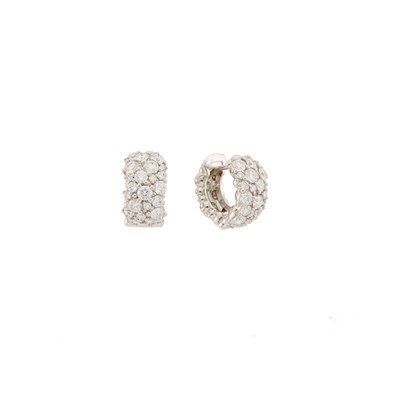 Lot 1147 - Paul Morelli Pair of White Gold and Diamond 'Confetti' Snap Hoop Earrings