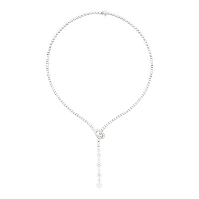 Lot 128 - White Gold and Diamond Lariat Necklace