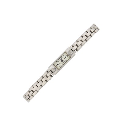 Lot 198 - Cartier Platinum Baguette Wristwatch, France