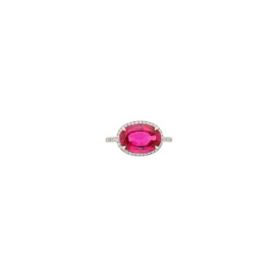 Lot Platinum, Ruby and Diamond Ring
