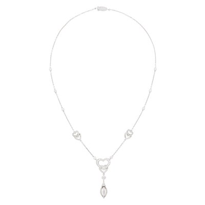 Lot 32 - Cartier White Gold and Diamond 'Nuage' Pendant Chain Necklace, France