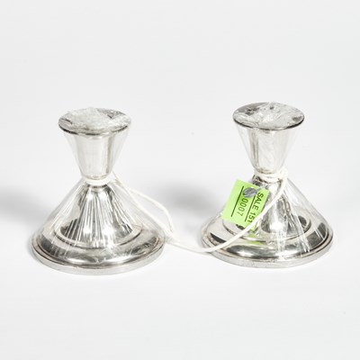 Lot 7 - 2 Silver Candle Stick Holders, weighted