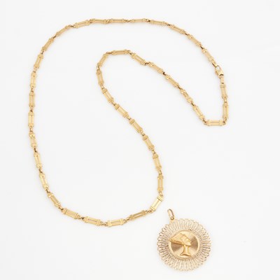 Lot 56 - Gold Pendant and Neck Chain, 14K 20 dwt.