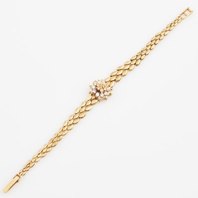 Lot 57 - Gold and Stone Flexible Bracelet, 14K 8 dwt. all