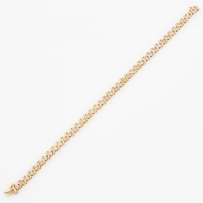 Lot 58 - Diamond Tennis Bracelet, 41 diamonds about 0.75 ct., 14K 8 dwt.