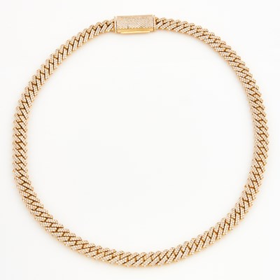 Lot 70 - Diamond Necklace, 2037 diamonds about 20.00 cts., 14K 106 dwt., stones missing
