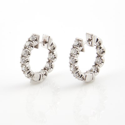 Lot 98 - Two Diamond Earrings, 20 diamonds about 2.75 cts., 14K 7 dwt.
