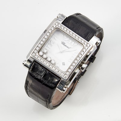 Lot 101 - Mans Diamond Wrist Watch, 49 diamonds about 2.25 cts., Chopard, Happy Sport, Quartz, Metal