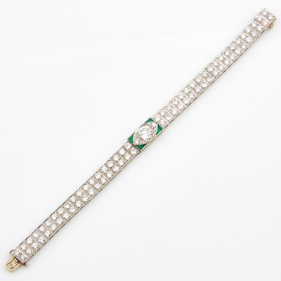Lot 107 - Diamond and Stone Flexible Bracelet, 85 diamonds, center stone about 1.85 cts., 84 stones about     10.50 cts., Platinum 20 dwt. all
