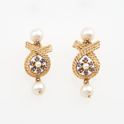 Lot 120 - Two Gold, Stone and Bead Earrings, 14K 5 dwt. all