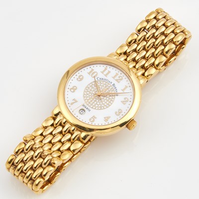 Lot 139 - Mans Diamond Bracelet Watch, Christian Bernard, Quartz, 18K 77 dwt. all