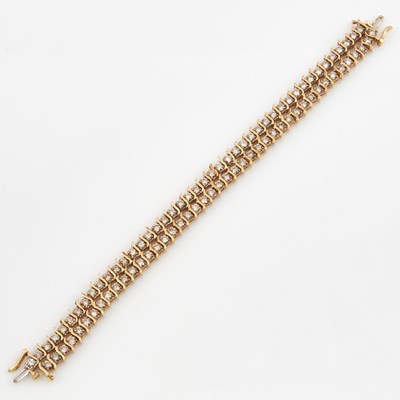 Lot 140 - Diamond Tennis Bracelet, 88 diamonds about 10.00 cts., 14K 16 dwt.