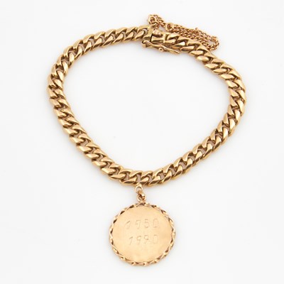 Lot 143 - Gold Charm Bracelet with charm attached, 18K and 14K 16 dwt. all
