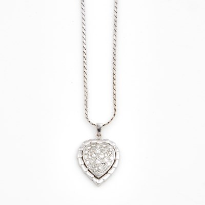 Lot 155 - Diamond Pendant, 33 diamonds about 1.40 cts. and Gold Neck Chain, 14K 8 dwt.