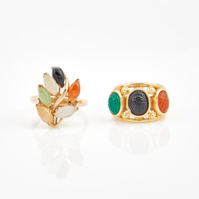 Lot 172 - Two Gold and Stone Rings, 14K 5 dwt. all