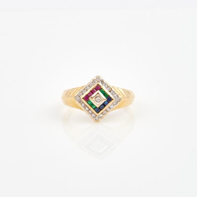 Lot 180 - Diamond and Stone Ring, 14K 2 dwt. all