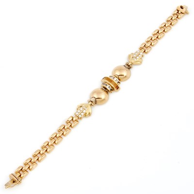 Lot 186 - Gold and Stone Flexible Bracelet, 14K 10 dwt. all