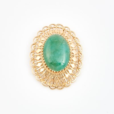 Lot 187 - Gold and Stone Pendant, 14K 6 dwt. all