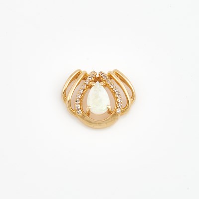 Lot 188 - Diamond and Stone Pendant, 14K 4 dwt. all